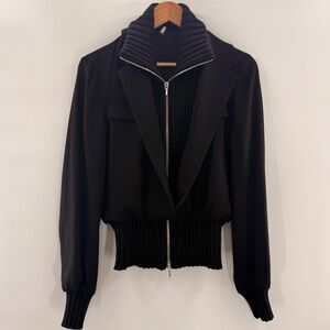 Pier Antonio Gaspar Sweater Combo Blazer Black Designer Minimalist Full Zip 8